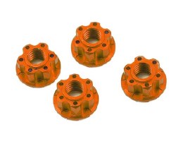 4mm Aluminum Serrated Wheel Lock Nut (4) (Orange)