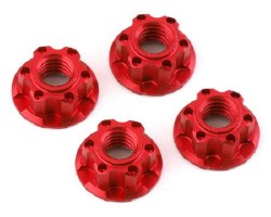 4mm Aluminum Serrated Wheel Lock Nut (4) (Red)