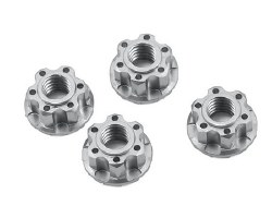 4mm Aluminum Serrated Wheel Lock Nut (4) (Silver)