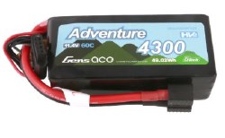 G-Tech Adventure 4300mAh 3S1P 11.4V 60C liPo Battery Pack with Deans and XT60 Adapter Soft Pack (90x