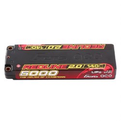 Redline 2.0 Series 5000mAh 2S 7.4V 140C HardCase lipo Battery With 5.0mm Bullet