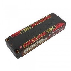 Redline Series 6000mAh 2S2P 7.6V 130C liPo Hard Case HV 5mm Bullet 139x47x22mm