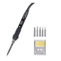 Soldering Iron 80W Digital Adjustable Temp w/ stand and sponge +6 asst. tips.