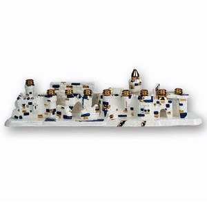 Jerusalem Gold Ceramic Menorah