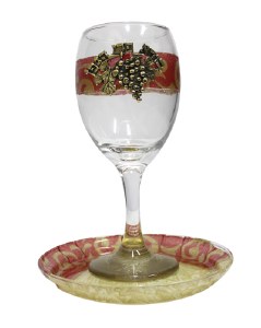 Decorated Glass Kiddush Cup