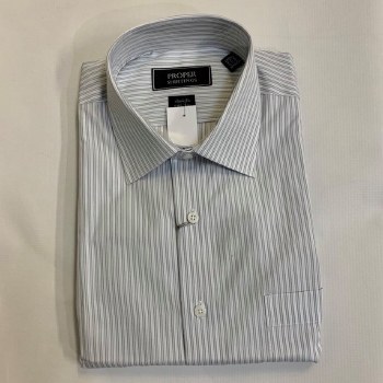 London's Big &amp; Tall 2-ply Cotton Vertical Stripe Long Sleeve Dress Shirt