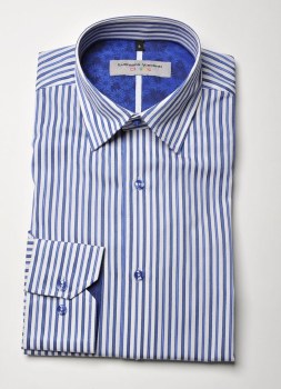 2205 Ink Striped Long Sleeve Sport Shirt. 2 Colours  Red/White, Blue/White