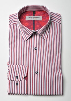 2205 Ink Striped Long Sleeve Sport Shirt. 2 Colours  Red/White, Blue/White