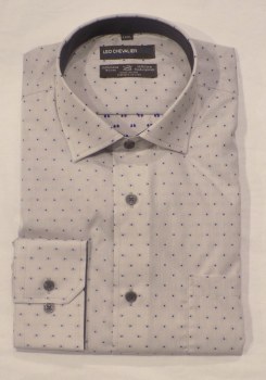 Leo Chevalier Blue Dot Cotton Long Sleeve Sport Shirt