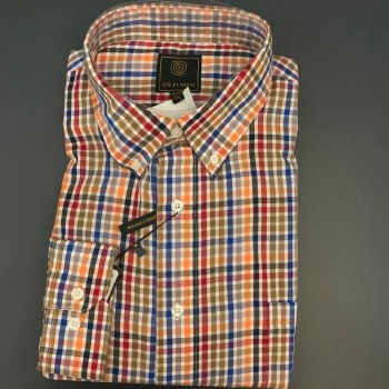 FX Fusion Gingham Long Sleeve Sport Shirt. 2 Colours Vineyand, Harvest