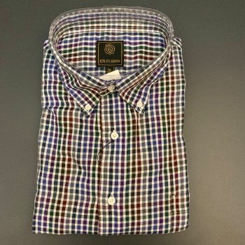 FX Fusion Gingham Long Sleeve Sport Shirt. 2 Colours Vineyand, Harvest