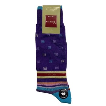 Vannucci Geo Mercerized Cotton Sock - 4 Colours, Black,Navy,Pink,Purple
