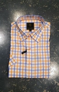 FX Fusion Orange/Blue Check Short Sleeve Shirt