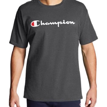 Champion Logo Tee-  7 Colours,Black, Charcoal, Navy,Purple, Grey, Burgundy,Royal