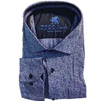 2205 Ink Paisley Print Sport Shirt 2 Colours Blue, Navy