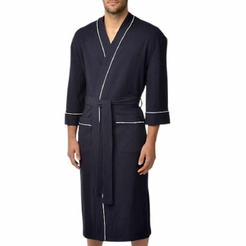 Summerfields Waffle Knit Robe. Navy, Royal