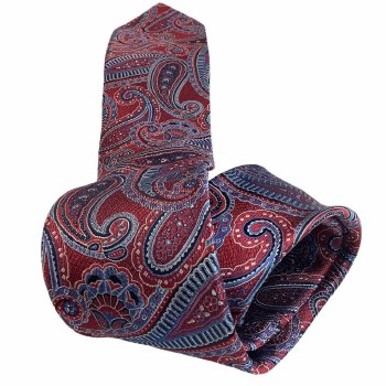 Summerfields 2205 Edition Paisley Silk Tall Tie. Blue, Wine, Silver, Red, Gold, Pink