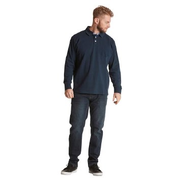 North 56*4 Pique Long Sleeve Polo. Black, Navy