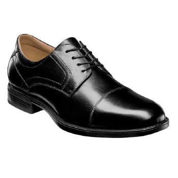 3E Wide Cap Toe Dress Shoe. 2 Colours Black, Cognac