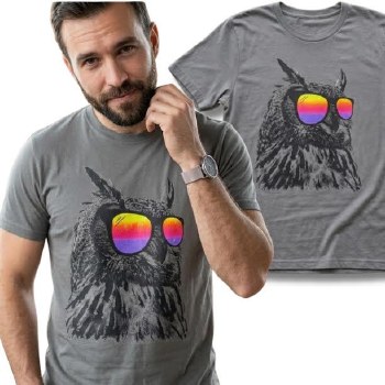 Authentic Licenced Cool Owl Tee 2 Colours Grey, Navy