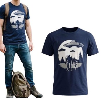 Authentic Licenced Spacey Bigfoot Tee 3 Navy Black, Grey
