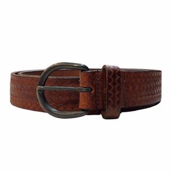 Boston Leather Weave Print Black Buckle Belt