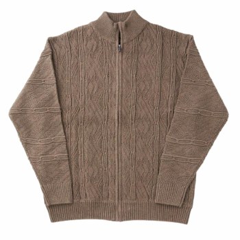 FX Fusion Cable Knit Full-Zip Sweater 2 Colours Black, Taupe