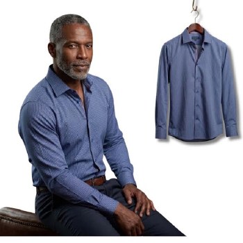 Summerfields Comfort Stretch Contemporary Fit Abstract Shirt 2 Colours White, Blue