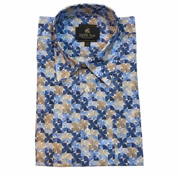 FX Fusion Newport Windmill Untucked Shirt 2 Colours Blue, Silver