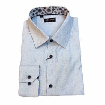 Culture Red Long Sleeve Paisley Print Shirt 3 Colours Pink, Navy, Blue
