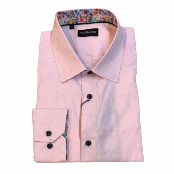 Culture Red Long Sleeve Paisley Print Shirt 3 Colours Pink, Navy, Blue