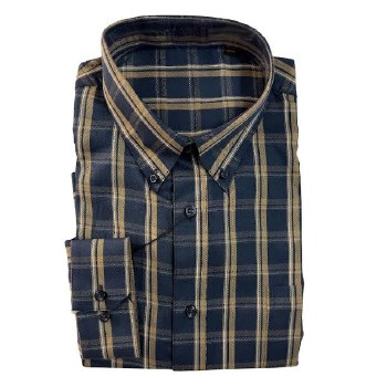 FX Fusion Easy Care Navy Tan Long Sleeve Shirt