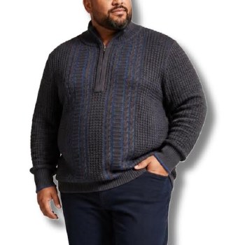 FX Fusion Plaited Cable 1/4 Zip Pullover 2 Colours, Charcole , Brown