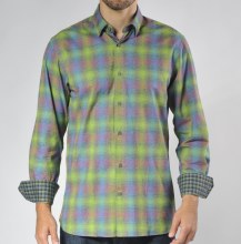 Summerfields Soft Plaid Long Sleeve Sport Shirt - 2 Colors,  Chalk Blue, Lime Blue