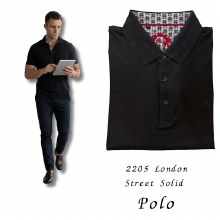 2205 London Street Solid Polo 3  Colours Black, Navy, Tan