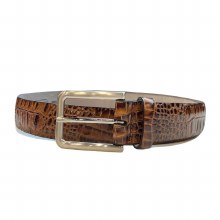 Summerfields Lux Leather Reptilia Calfskin Belt Cognac