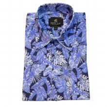FX Fusion Newport Foliage Untucked Shirt 2 Colours Blue, Tan