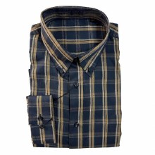 FX Fusion Easy Care Navy Tan Long Sleeve Shirt