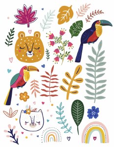 Cartoon Animals & Flowers 01