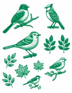 Green Fall Birds 02 Decal