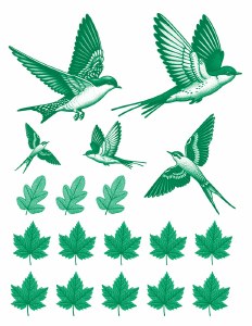 Green Fall Birds 03 Decal