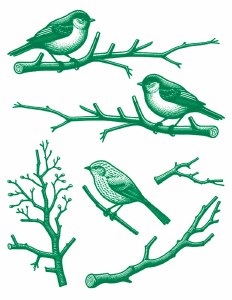 Green Fall Birds 04 Decal