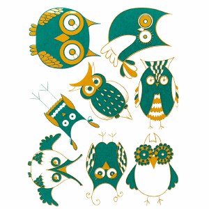 2 Color Owl Turq/Gold
