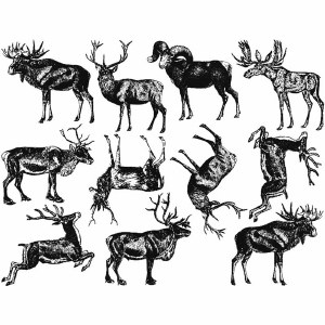 Antler Animals Decals Black