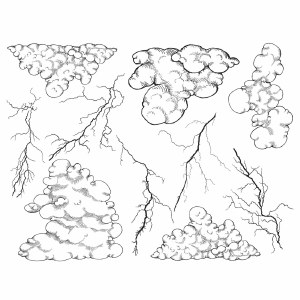 Stormy Clouds Decals Black