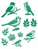 Green Fall Birds 02 Decal