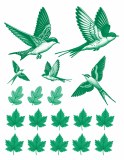 Green Fall Birds 03 Decal