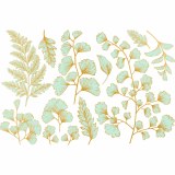 Gold Luster Decal, Teal Leaf