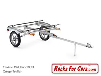 Yakima RACKandROLL Cargo Trailer for carrying bikes, kayaks, canoes, and cargo boxes towed behind a vehicle