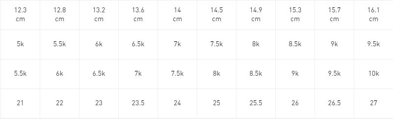 Adidas Baby Shoes Size Chart Cm Desconchadamente